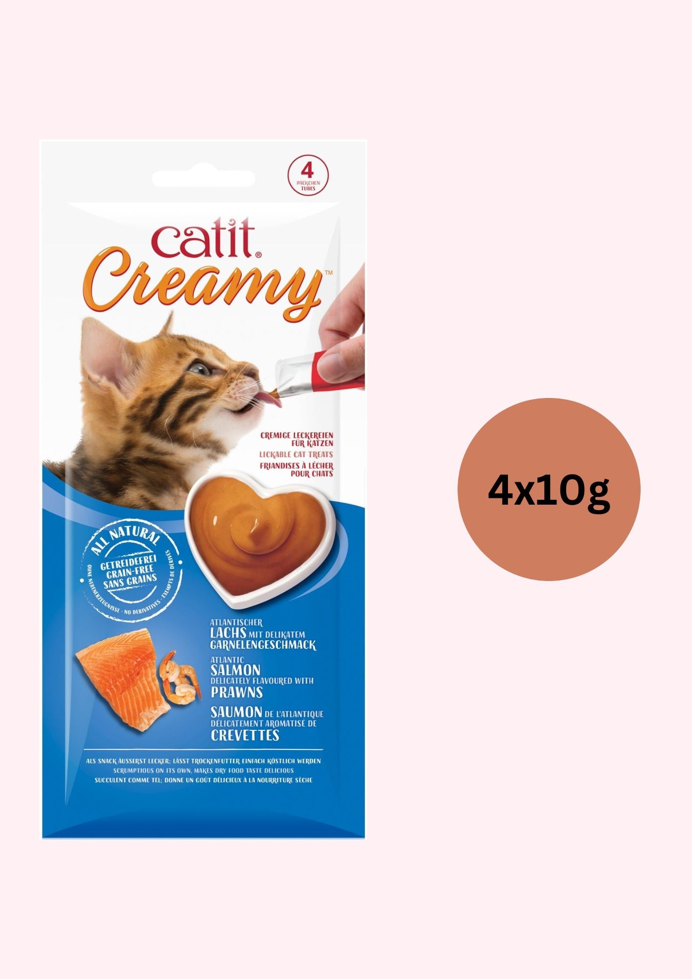 CatIt Creamy Lickable Treats - Salmon & Prawns (sold per pouch 4x10g)