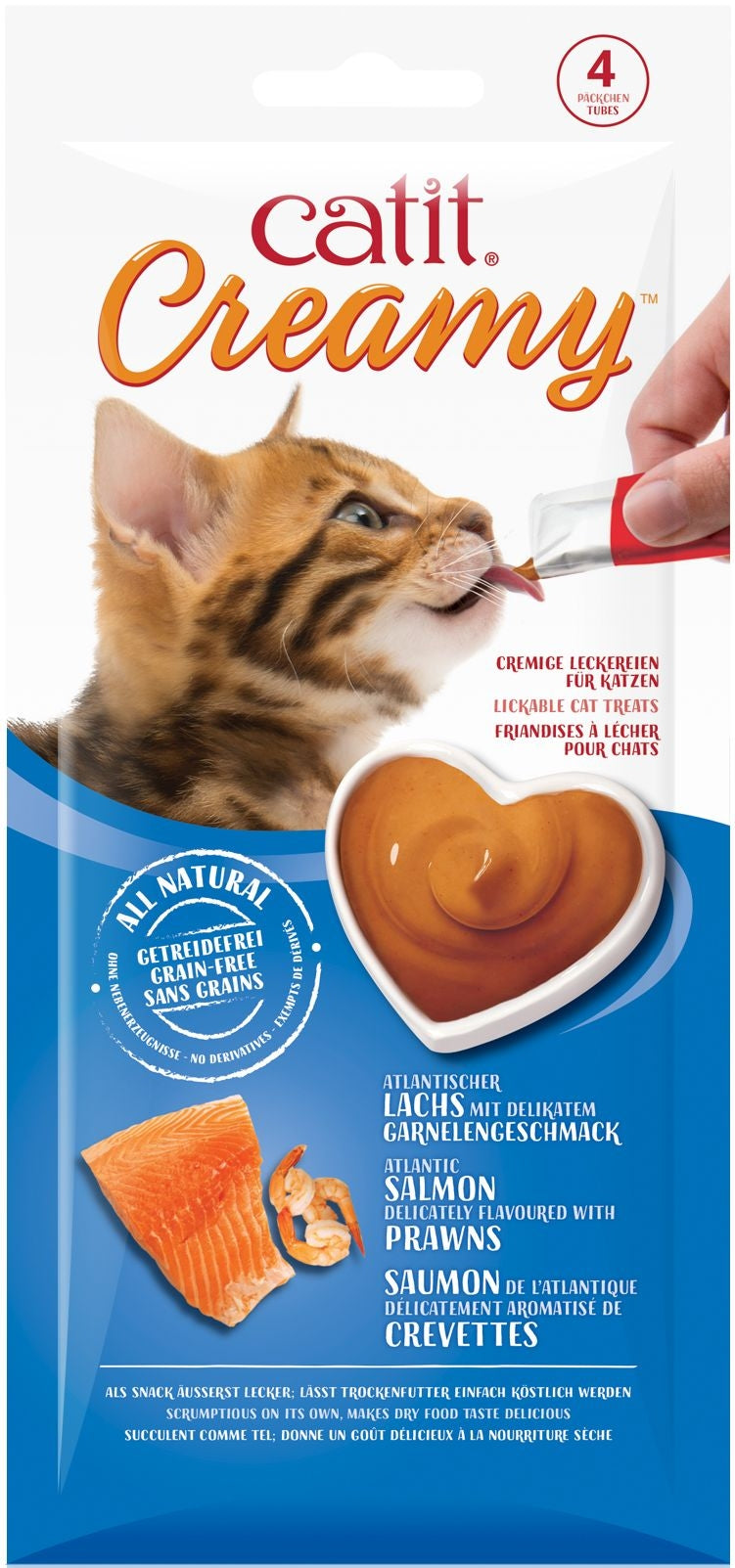 CatIt Creamy Lickable Treats - Salmon & Prawns (sold per box 48x10g)