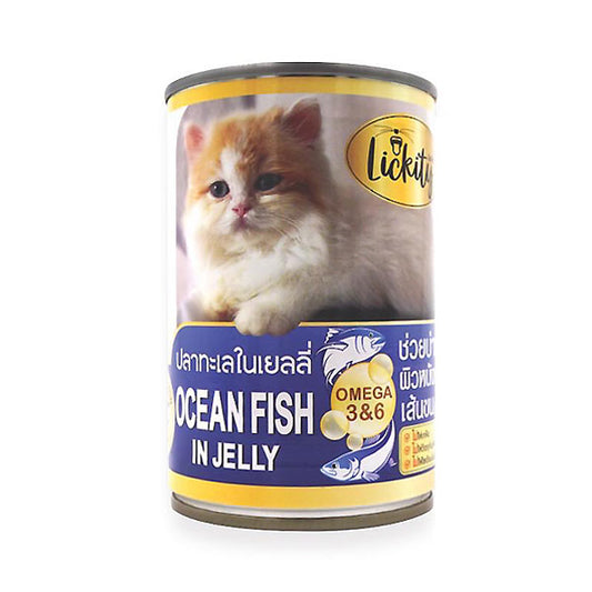 Lickity Canned Cat Wet Food Ocean Fish in Jelly 400gm