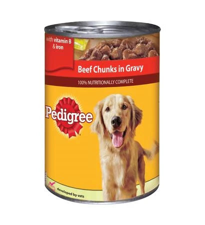 Pedigree in Can Dog food Beef Chunks Gravy 6x400g
